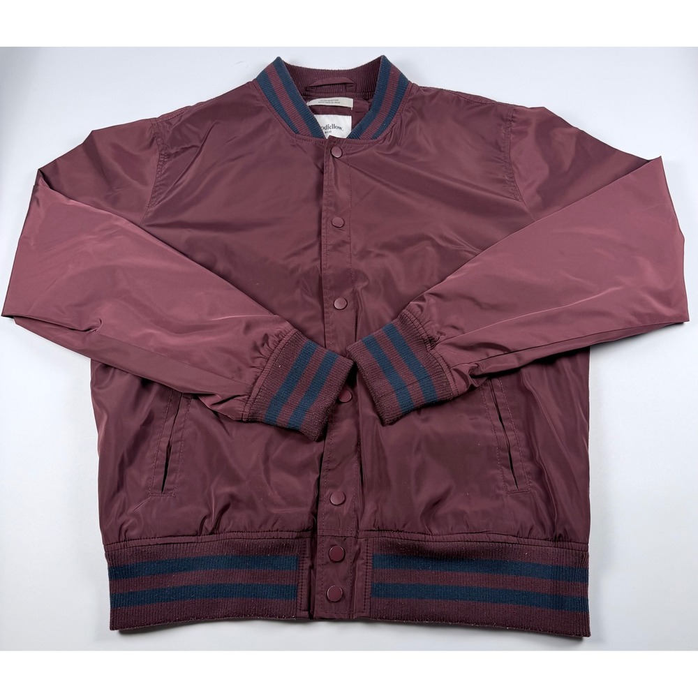 Goodfellow & Co Bomber Jacket Burgundy Water Resistant Varsity Men's Large